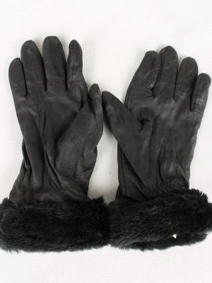 Vintage Womens Genuine Leather Gloves 90s Size 8 Black G127-146518