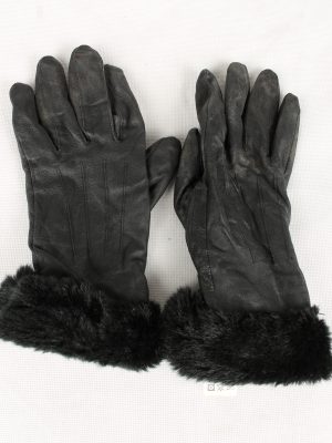 Vintage Womens Genuine Leather Gloves 90s Size 8 Black G127-0