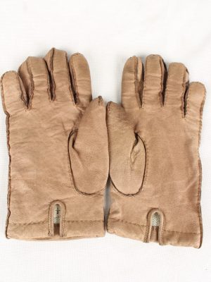 Vintage Unisex Faux Leather Gloves 90s Size 8.5 Brown G133-146542