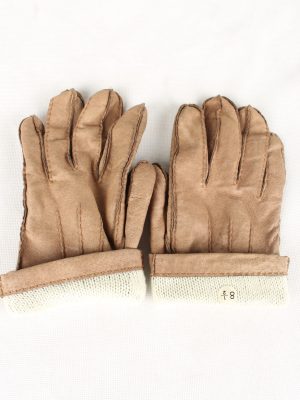 Vintage Unisex Faux Leather Gloves 90s Size 8.5 Brown G133-146543