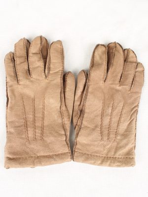 Vintage Unisex Faux Leather Gloves 90s Size 8.5 Brown G133-0