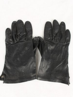 Vintage Womens Faux Leather Gloves 90s Black G136-0