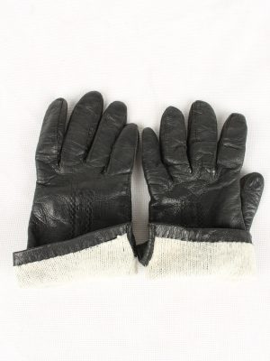 Vintage Womens Faux Leather Gloves 90s Black G138-146563