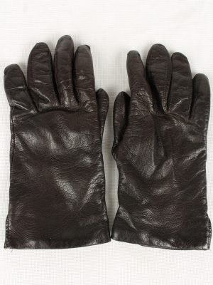 Vintage Womens Genuine Leather Gloves 90s Size 6 34 Brown G140-0