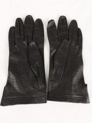 Vintage Womens Faux Leather Gloves 90s Black G142-146578