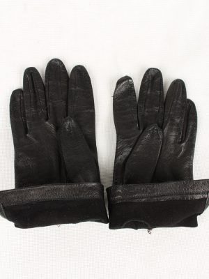Vintage Womens Faux Leather Gloves 90s Black G142-146579