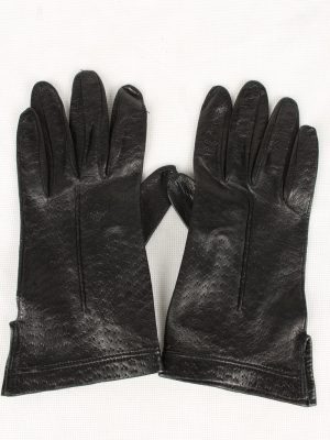 Vintage Womens Faux Leather Gloves 90s Black G142-0