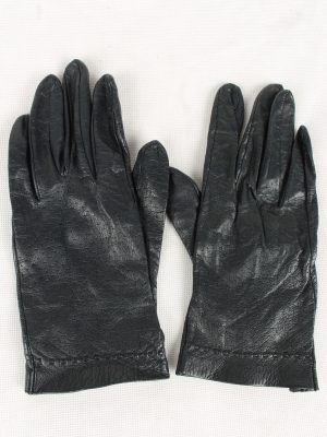 Vintage Womens Leather Gloves 80s Navy G149-0