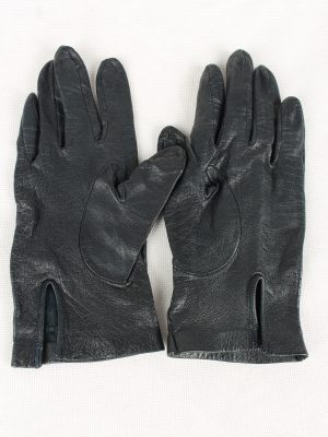 Vintage Womens Leather Gloves 80s Navy G149-146606