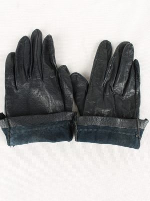 Vintage Womens Leather Gloves 80s Navy G149-146607