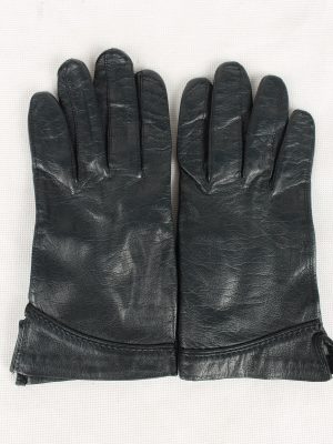 Vintage Womens Lined Gloves 80s Navy G157-0