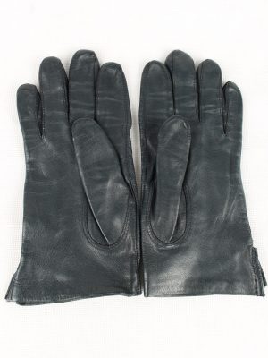 Vintage Womens Lined Gloves 80s Navy G157-146638