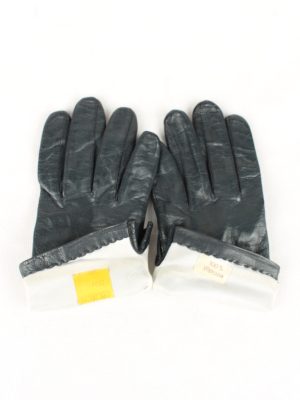 Vintage Womens Lined Gloves 80s Navy G157-146639