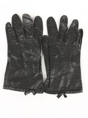 Vintage Womens Leather Gloves 80s Black G170-0