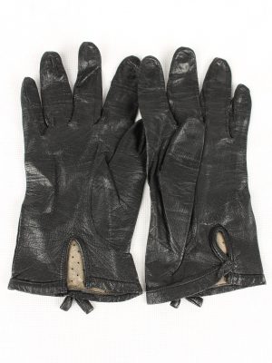 Vintage Womens Leather Gloves 80s Black G170-146699