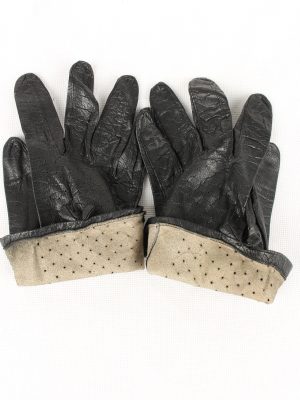 Vintage Womens Leather Gloves 80s Black G170-146700