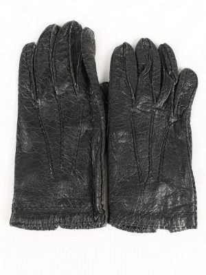 Vintage Womens Lined Gloves 80s Black G171-0