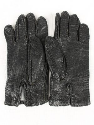 Vintage Womens Lined Gloves 80s Black G171-146702