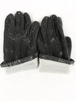 Vintage Womens Lined Gloves 80s Black G171-146703