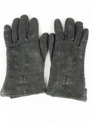 Vintage Womens Leather Gloves 90s Black G174-0