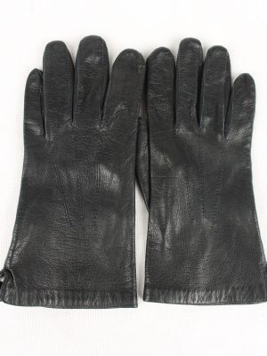 Vintage Womens Genuine Leather Gloves 80s Black G222-0