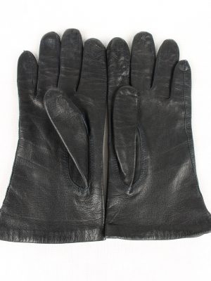 Vintage Womens Genuine Leather Gloves 80s Black G222-146907