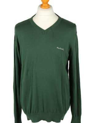 Vintage Pierre Cardin Mens V Neck Jumper L Green -IL2092-0