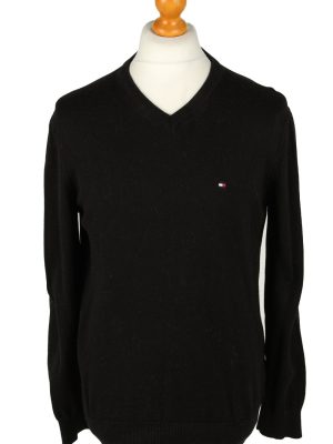Vintage Tommy Hilfiger Mens V Neck Jumper M Black -IL2098-0