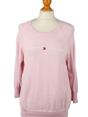 Vintage Tommy Hilfiger Womens Crew Neck Jumper 90s Chest 40" Pink -IL2101-0