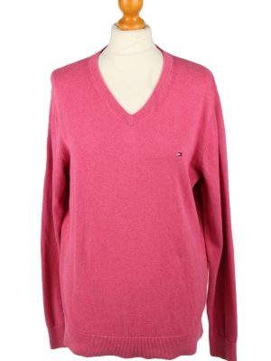 Vintage Tommy Hilfiger Womens V Neck Jumper 90s M Pink -IL2112-0