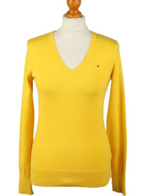 Vintage Tommy Hilfiger Womens V Neck Jumper 90s S Yellow -IL2114-0