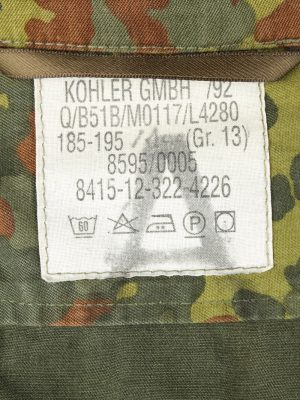 Vintage Kohler GMBH Flecktarn German Army Shirt 90s 13 Khaki SH4024-144056