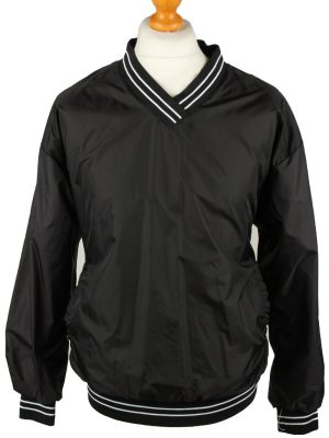 Vintage Baseball V Neck Jacket Windbreaker 90s M Black -SW2654-0