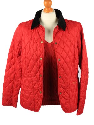 Vintage Barbour Womens Quilted Jacket Coat 14 Red -C2157-147818