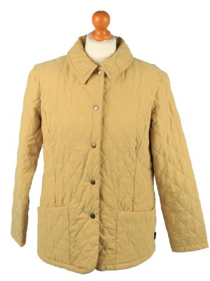 Vintage Barbour Womens Quilted Jacket Coat 14 Yellow -C2159-0