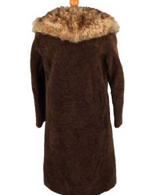 Vintage Koziarske Zavody Jasna Womens Faux Fur Neck Overcoat Size 46 Brown -C2206-148254