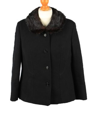 Vintage Wool Womens Jacket Coat Size 42 Black -C2209-0