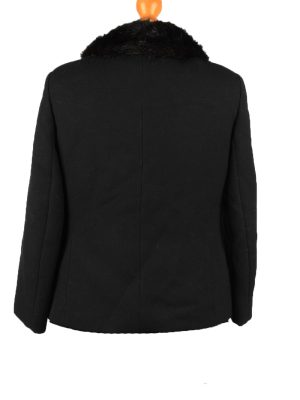 Vintage Wool Womens Jacket Coat Size 42 Black -C2209-148269