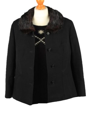 Vintage Wool Womens Jacket Coat Size 42 Black -C2209-148270