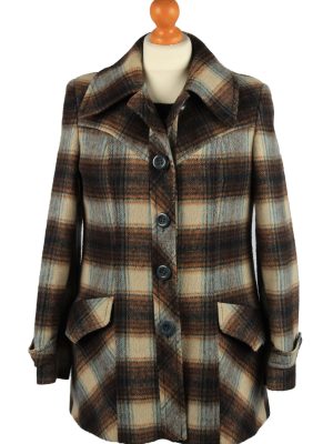 Vintage Womens Check Coat Jacket Size 40 Multi -C2218-0