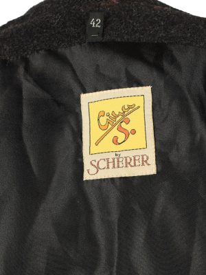 Vintage Scherer Womens Hooded Wool Mix Coat 42 Black -C2225-148351