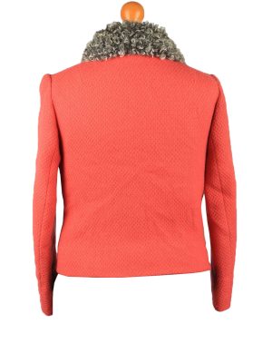 Vintage Womens Faux Fur Collar Jacket Size 10 Chest 35" Red -C2228-148364