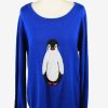 Christmas Jumper Vintage New Directions Womens Penguin XL Blue -IL2289-0