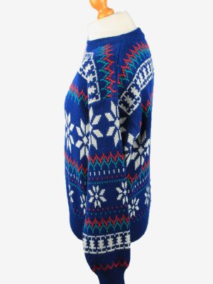 Christmas Jumper Vintage Greatland Mens Snowflake L Blue -IL2310-150103