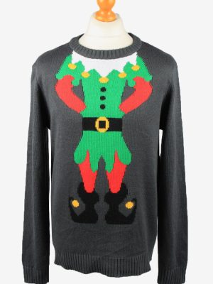 Christmas Jumper Vintage Watsons Mens Elf Body L Grey -IL2316-0