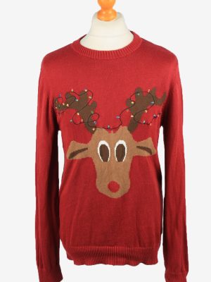 Christmas Jumper Vintage Alex Stevens Mens Deer S Bordeaux -IL2247-0