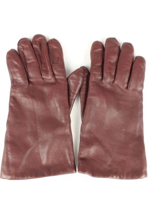 Vintage Womens Leather Lined Gloves 90s Brown G250-0