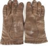 Vintage Womens Leather Lined Gloves 90s Brown G252-0