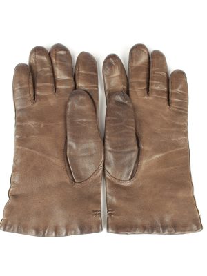 Vintage Womens Leather Lined Gloves 90s Brown G252-147230