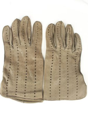 Vintage Womens Perforated Holes Gloves 90s Grey G255-0